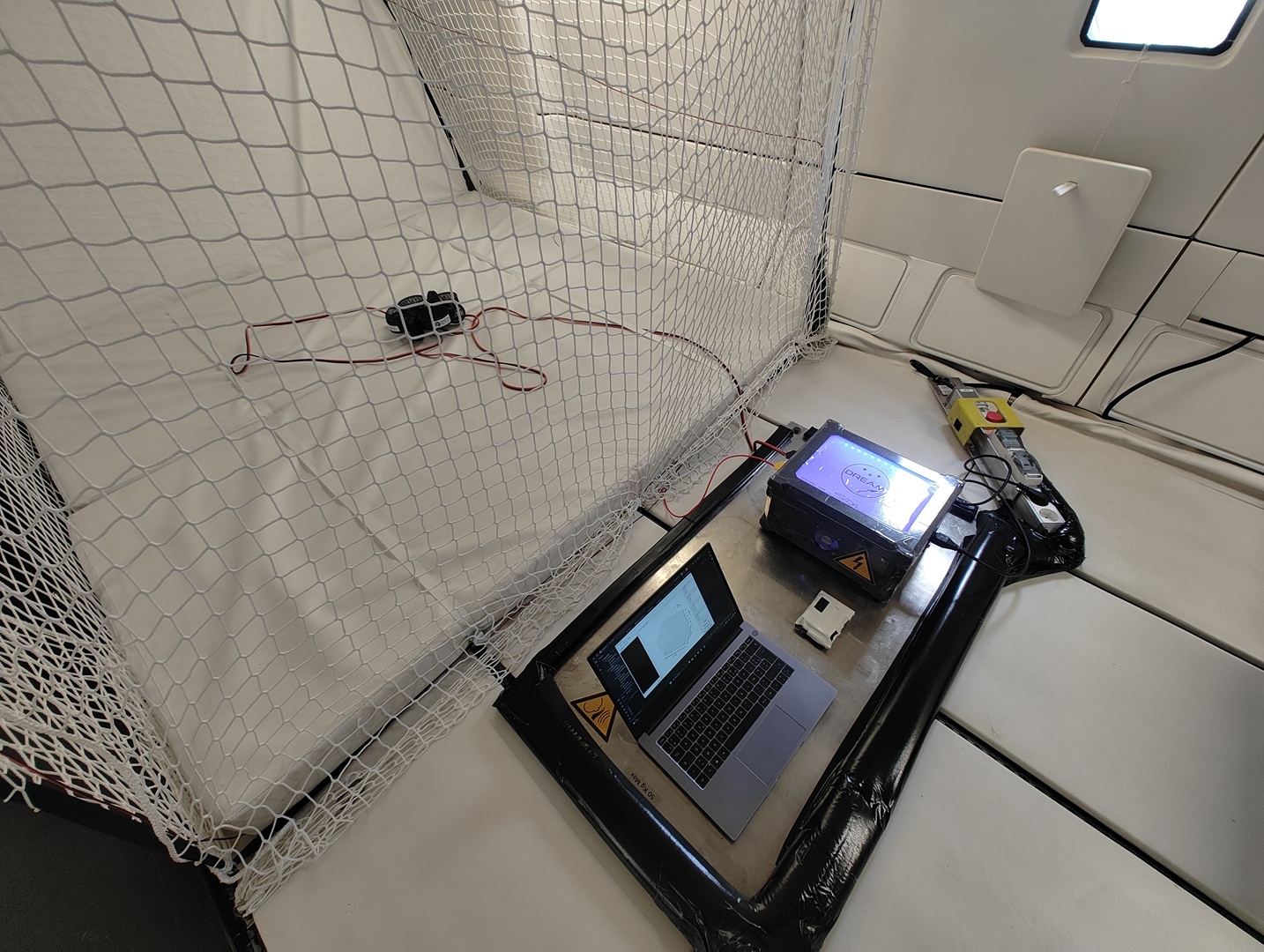 Zone d'essai en cabine et déroulé du protocole